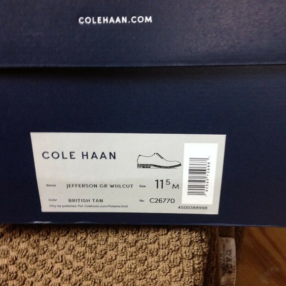 Cole Haan Men\'s Jefferson Grand British Tan Leather Oxford Dress Shoes 11.5M NIB main image 4